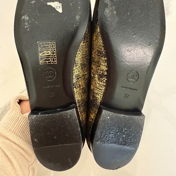 CHANEL METALLIC BALLET FLATS BALLERINA FLATS SIZE 37 - Picture 5 of 7